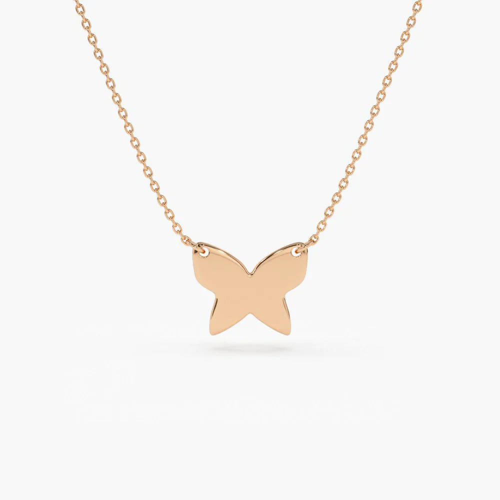 Solid Gold Butterfly Necklace
