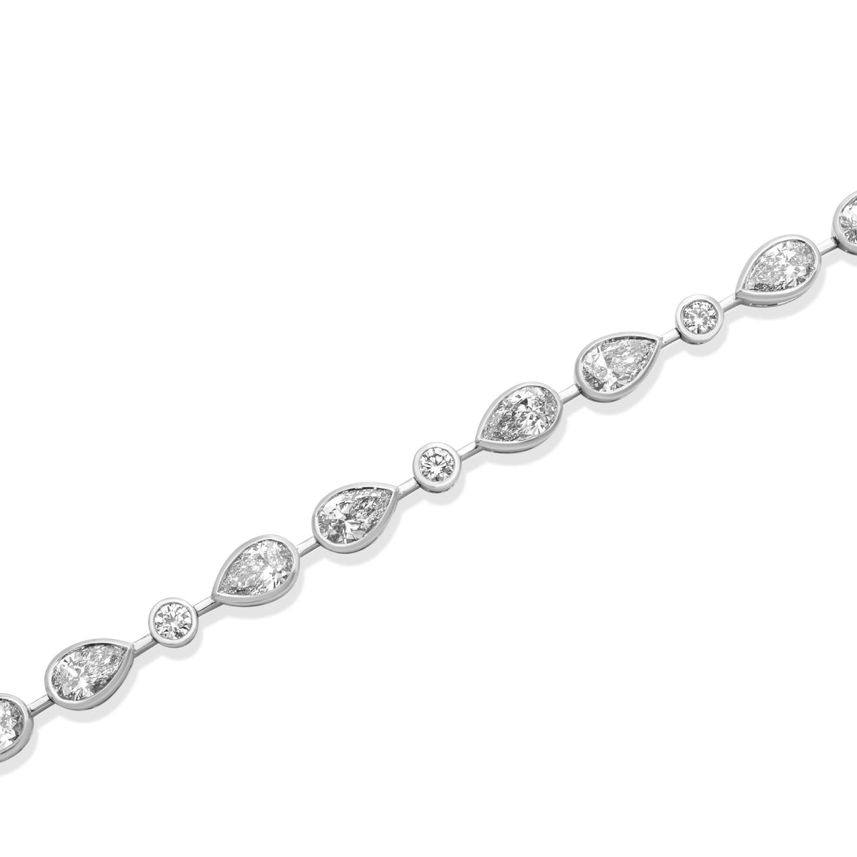 Solid Gold Lab Grown Multi Pear and Round Bezel Bracelet