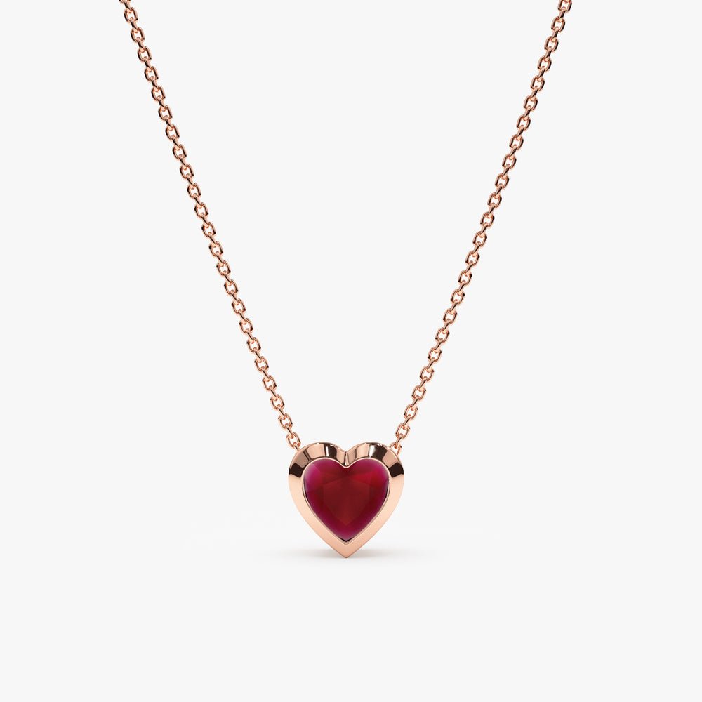 Solid Gold Ruby Heart Necklace