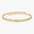 Solid Gold Cuban Link Bracelet w/ Bezel Setting Diamond