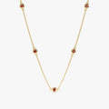 Solid Gold Garnet Station Necklace (EA5486)