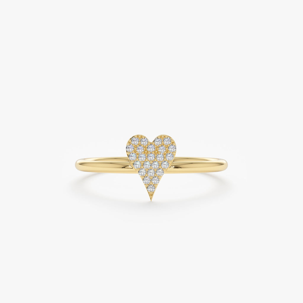 Solid Gold Micro Pave Diamond Heart Ring (A2B7F6)