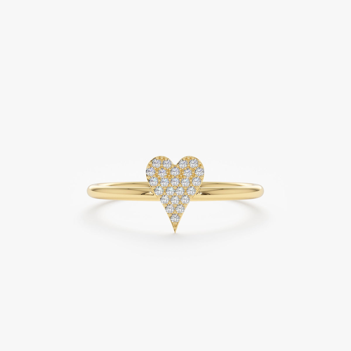 Solid Gold Micro Pave Diamond Heart Ring (A2B7F6)