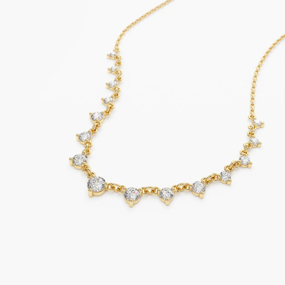 Solid Gold 0.85 ctw Solitaire Diamond Graduating Necklace