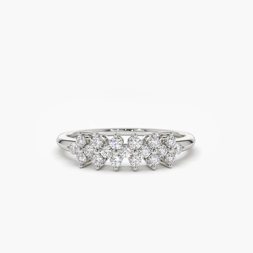 Solid Gold Diamond Cluster Anniversary Ring