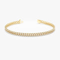 14K Solid Gold 1.07 CTW Diamond Cuban Chain Bracelet