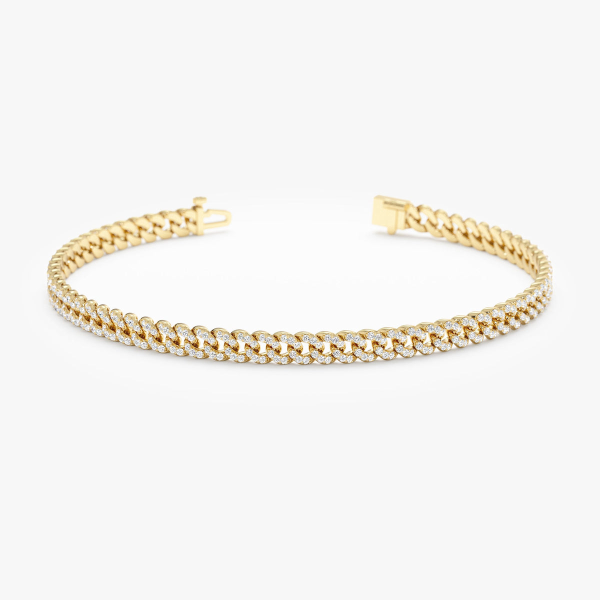 14K Solid Gold 1.07 CTW Diamond Cuban Chain Bracelet