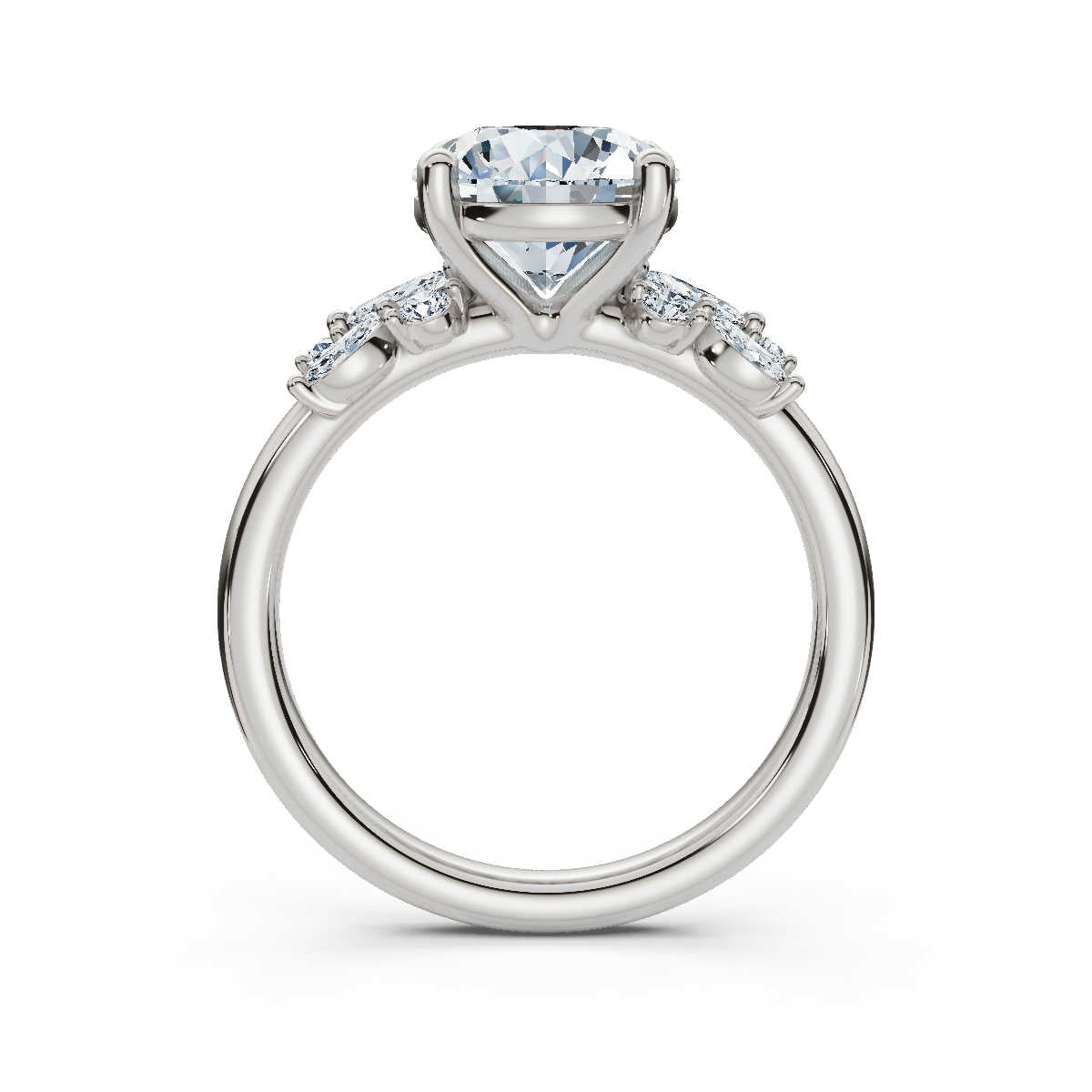 14K Solid Gold 2 CT Round Diamond Ring with Diamond Accents (6B9C27)