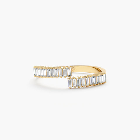 Solid Gold Baguette Diamond Spiral Ring
