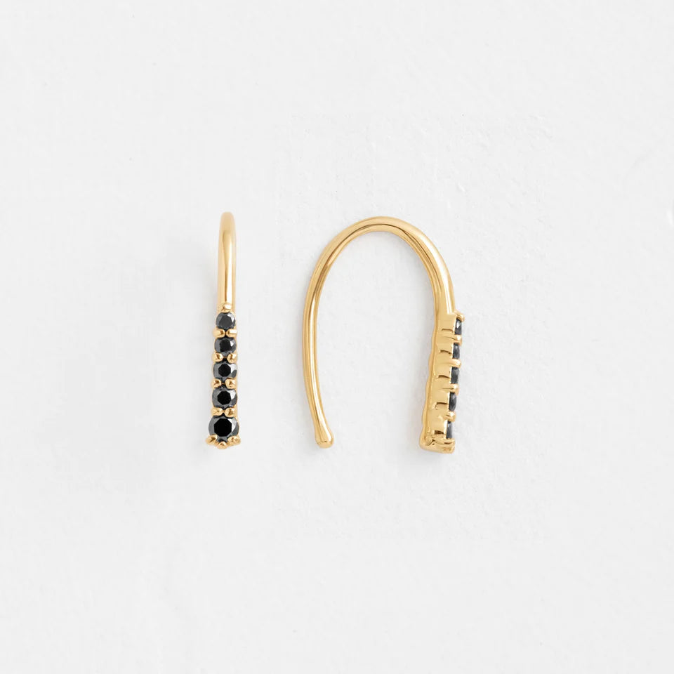 Solid Gold Inline Threader with Black Diamonds