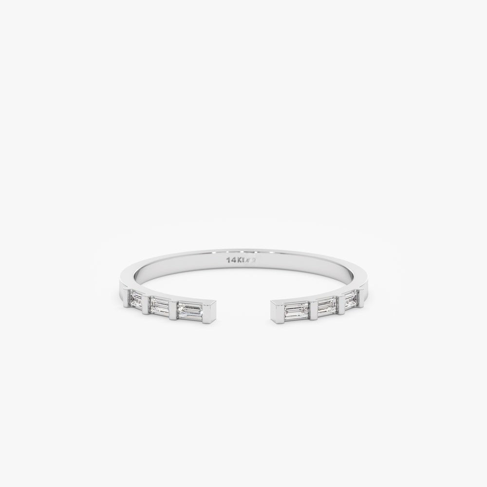 Solid Gold Diamond Open Cuff Ring (B037BE)