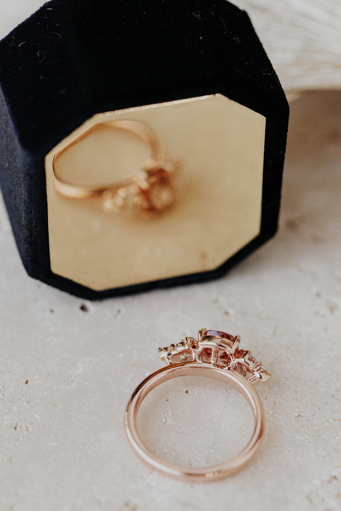 Solid Gold 1.74 ct Long Cushion Deep Pink Garnet Ring