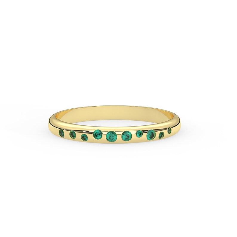 Solid Gold Emerald Cluster Ring