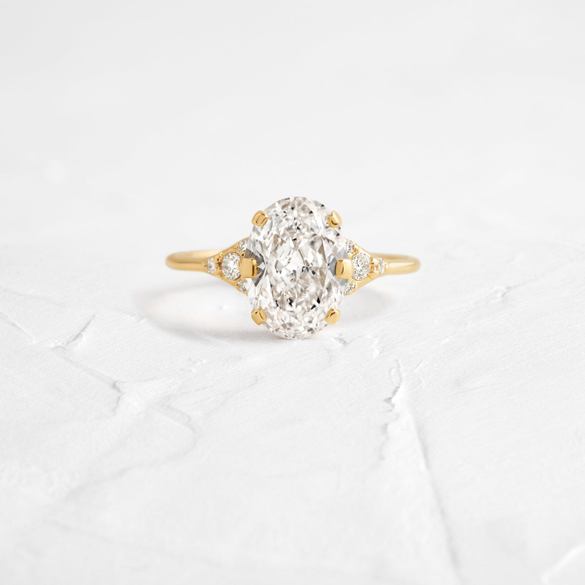 Solid Gold 2 CT Lady's Slipper Ring, Oval Cut Diamond Moissanite Engagement Ring