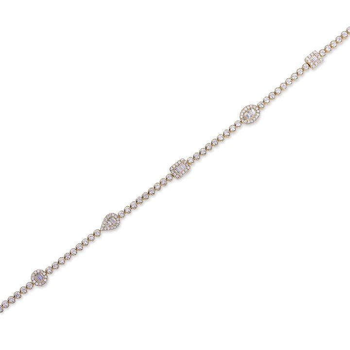 Solid Gold Reign Illusion Set Diamond Tennis Bracelet