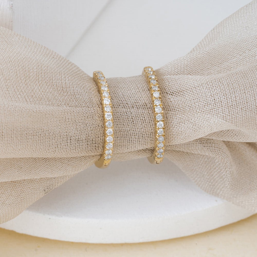 Solid Gold Diamond Hoop Earrings