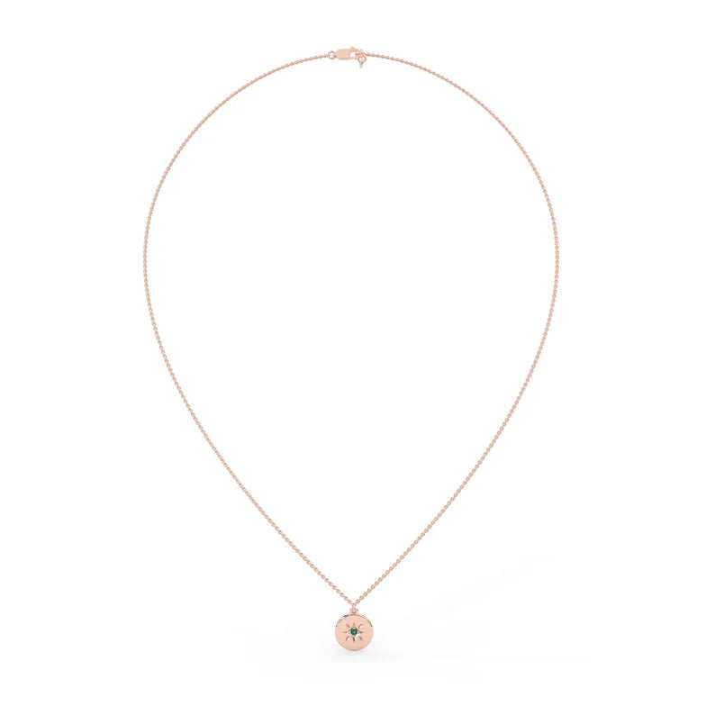 Solid Gold Natural Emerald North Star Necklace