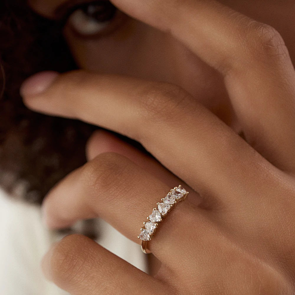 Solid Gold Heart Shape Up Down Prong Setting Diamond Ring