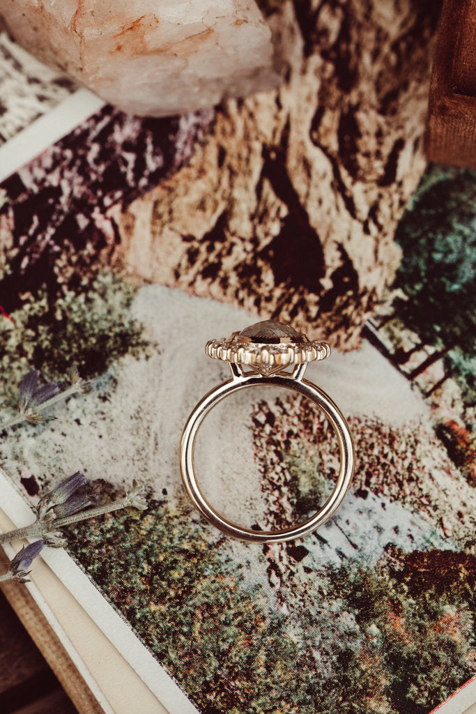 Solid Gold & Diamond Halo Ring (29E388)