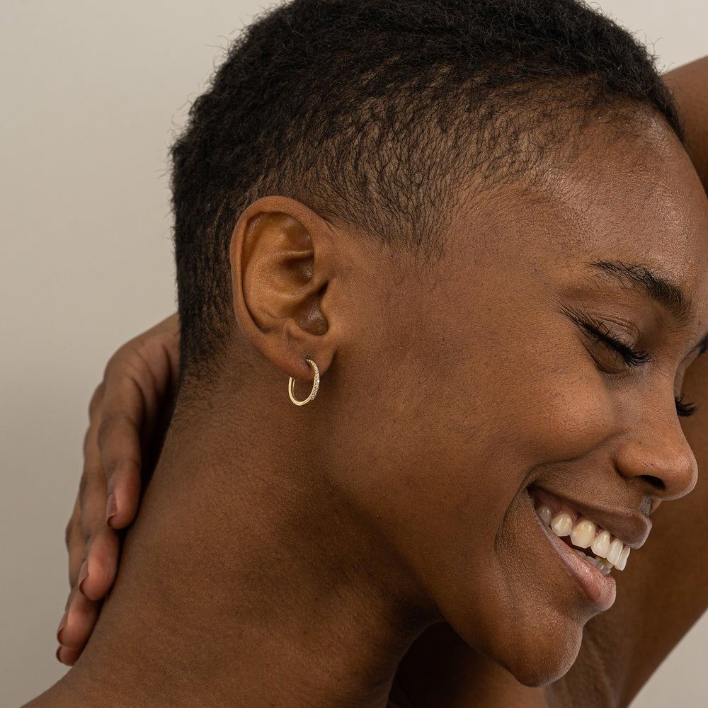Solid Gold Diamond Hoop Earrings