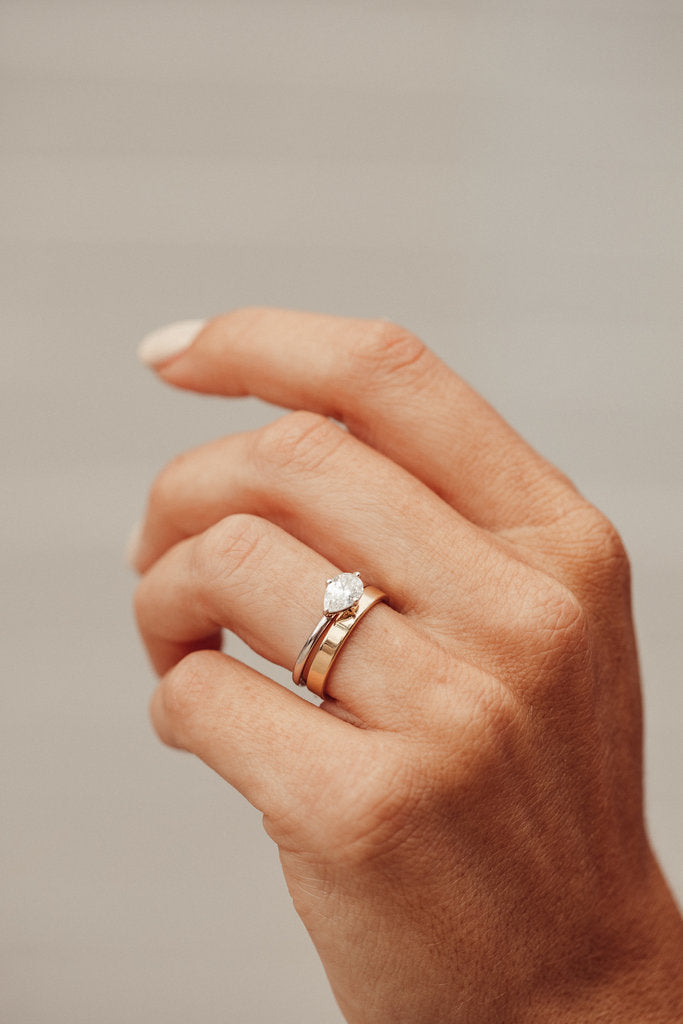 Solid Gold The Bennett Pear 4-Prong East West Solitaire Ring
