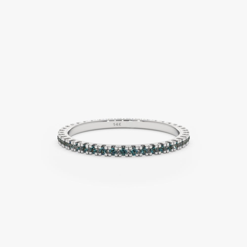 Solid Gold Blue Diamond Eternity Ring