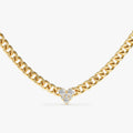 Solid Gold Dainty Diamond Heart Cuban Chain (7312CB)