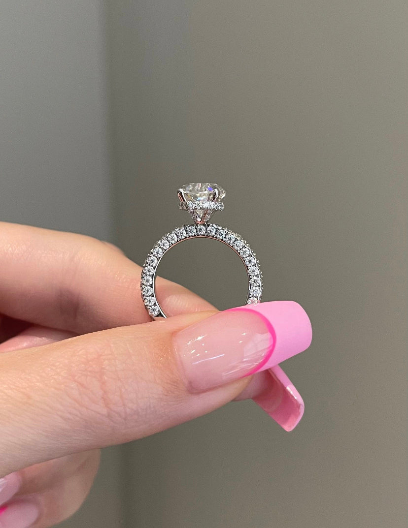 Solid Gold 4 Carat Oval Moissanite Diamond Ring