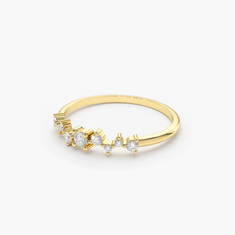 Solid Gold Multi-stone Diamond Cluster Ring