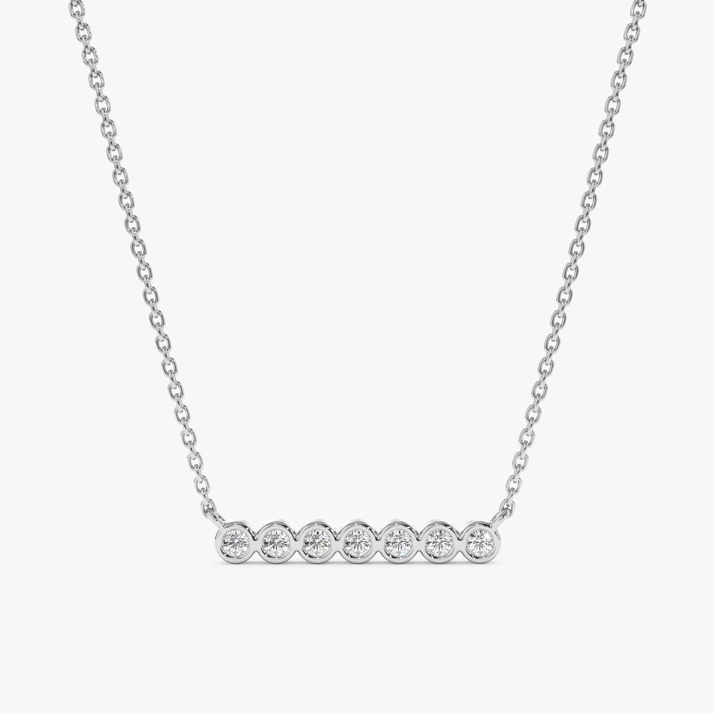 Solid Gold Bubble Bar Diamond Necklace (7E3895)