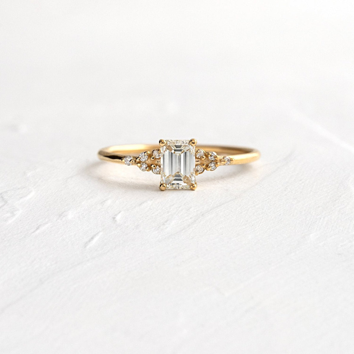 Solid Gold 2 CT Emerald Cut Moissanite Engagement Ring