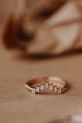 Solid Gold Baguette Diamond V Tracer with Pave Diamond Band