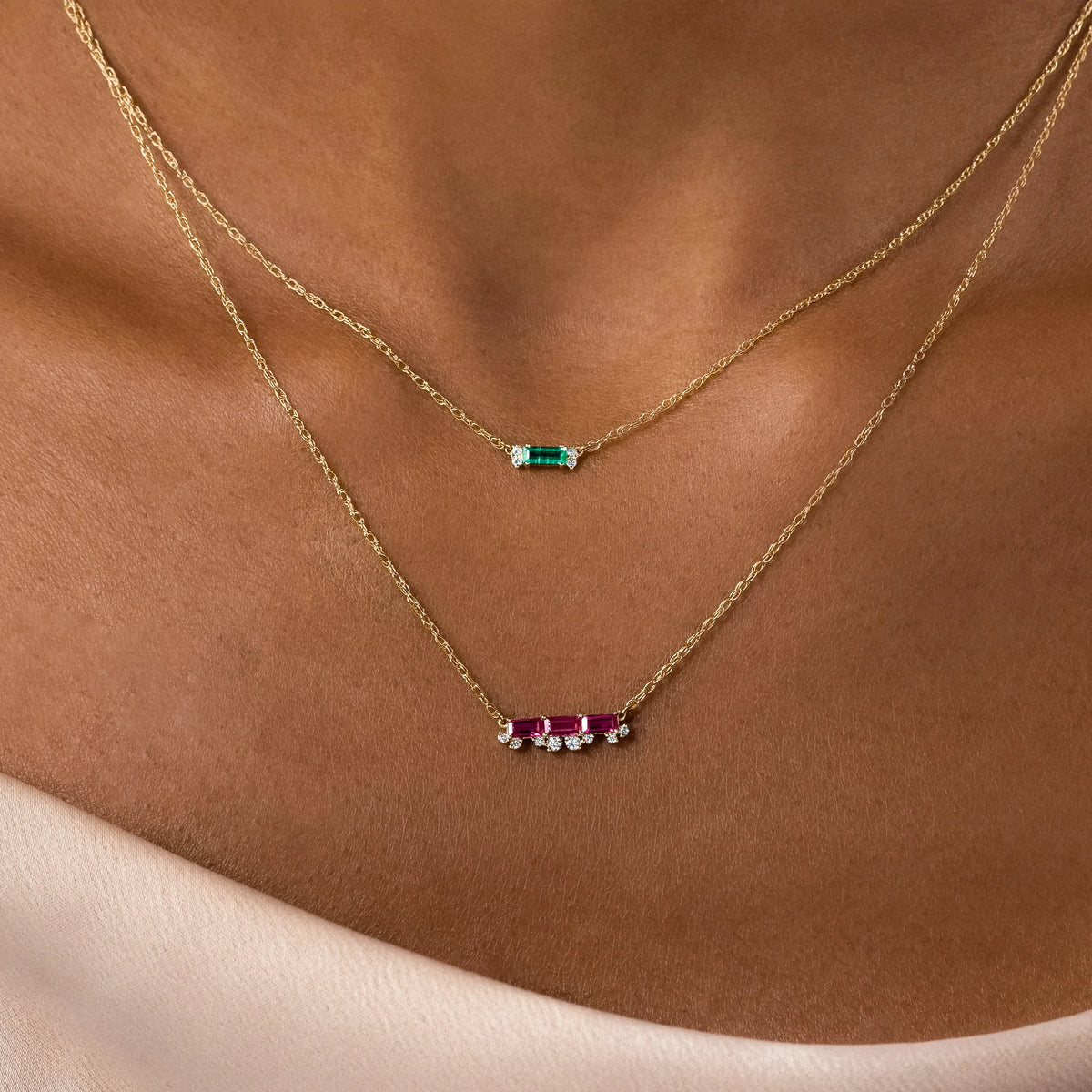 Solid Gold Ruby Fringe Necklace