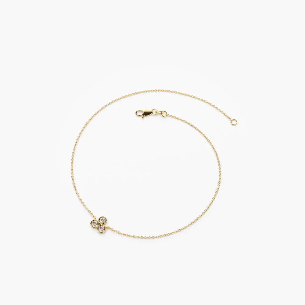 Solid Gold Triangle Trio Dainty Lab-Grown Diamond Bracelet