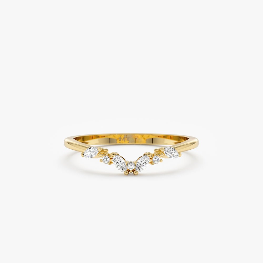 Solid Gold Marquise and Round Diamond Nesting Ring