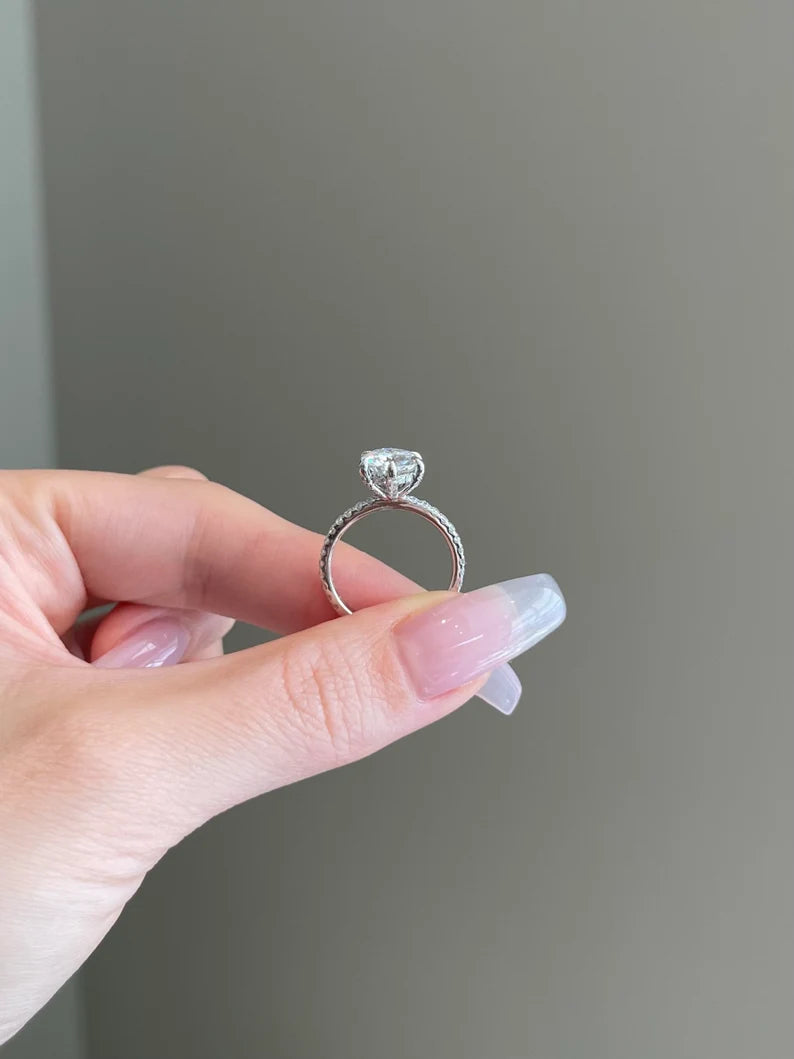 Solid Gold 2 Carat Brilliant Round Moissanite Diamond Engagement Ring