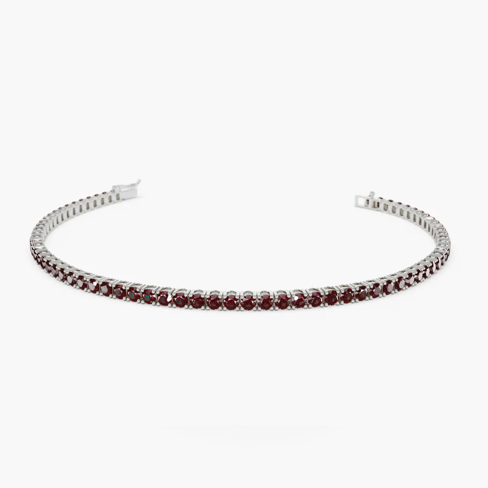 Solid Gold Prong Setting Ruby Tennis Bracelet (3CFCA6)