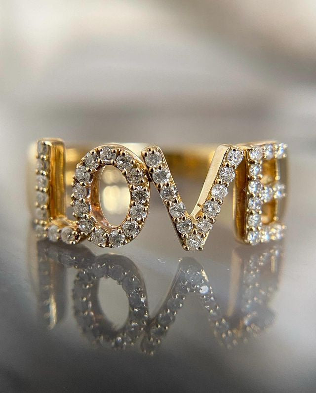 Solid Gold Love Diamond Ring