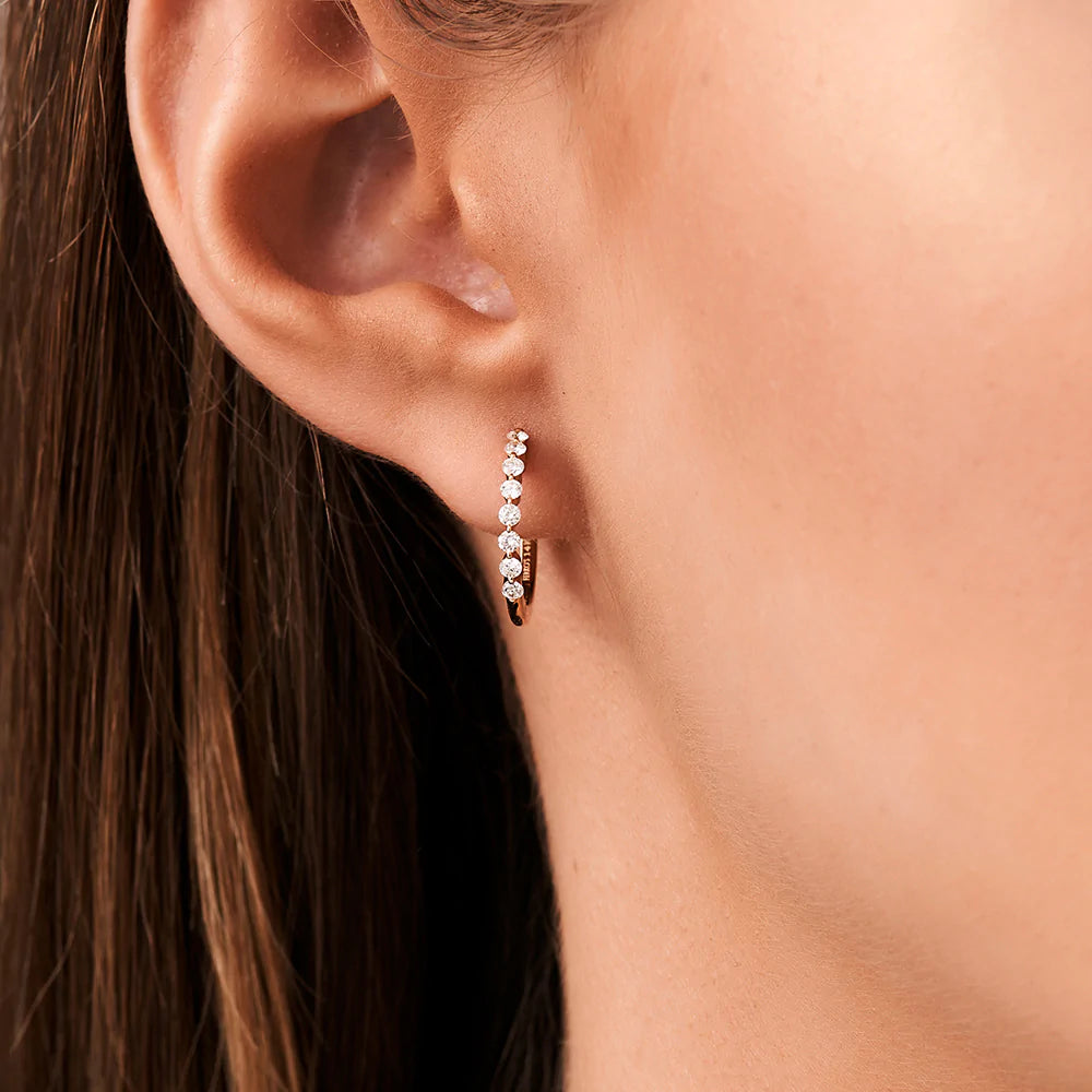 Solid Gold Shared Prong Lab-Grown Diamond Hoop Earrings