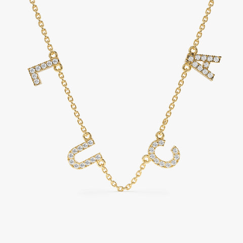 Solid Gold Diamond Name Station Necklace (2B7A43)