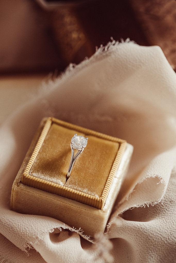 Solid Gold Lab-Grown Diamond Round 4-Prong Split Shank Solitaire Ring