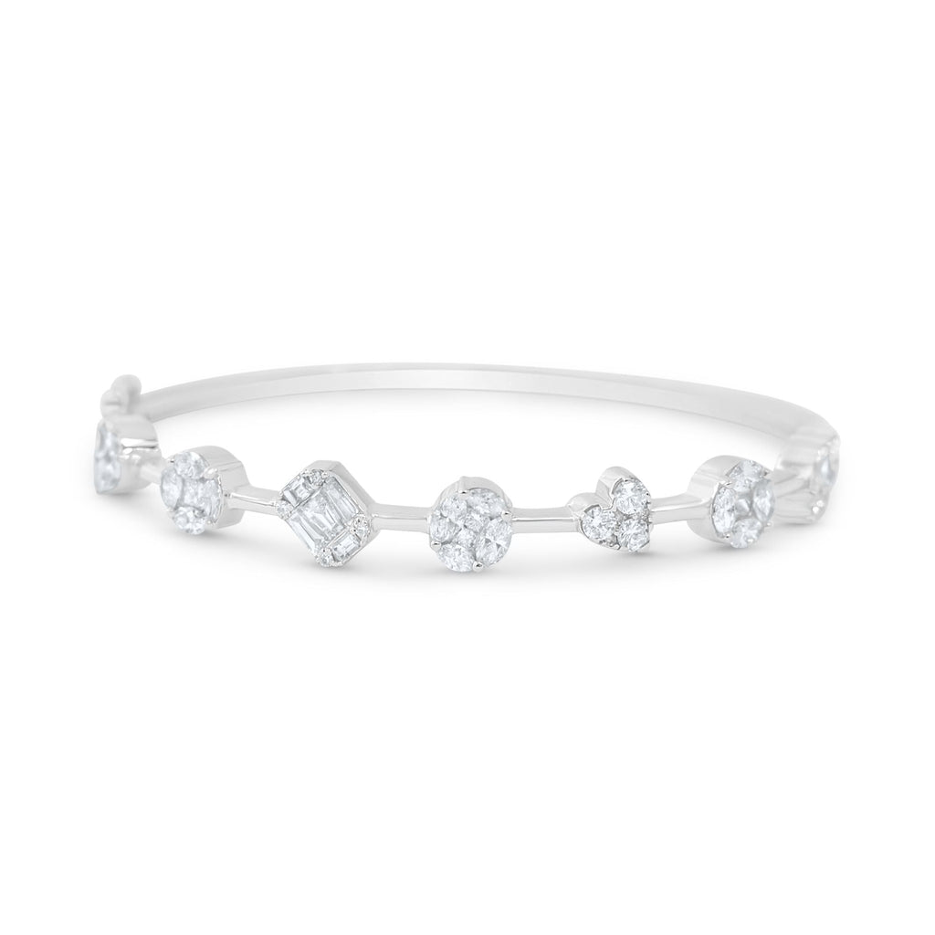Solid Gold Diamond Multi Shape Bangle