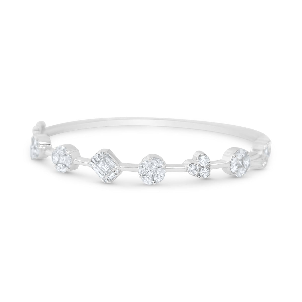 Solid Gold Diamond Multi Shape Bangle