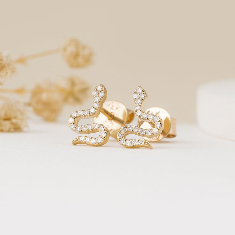 Solid Gold Diamond Snake Studs