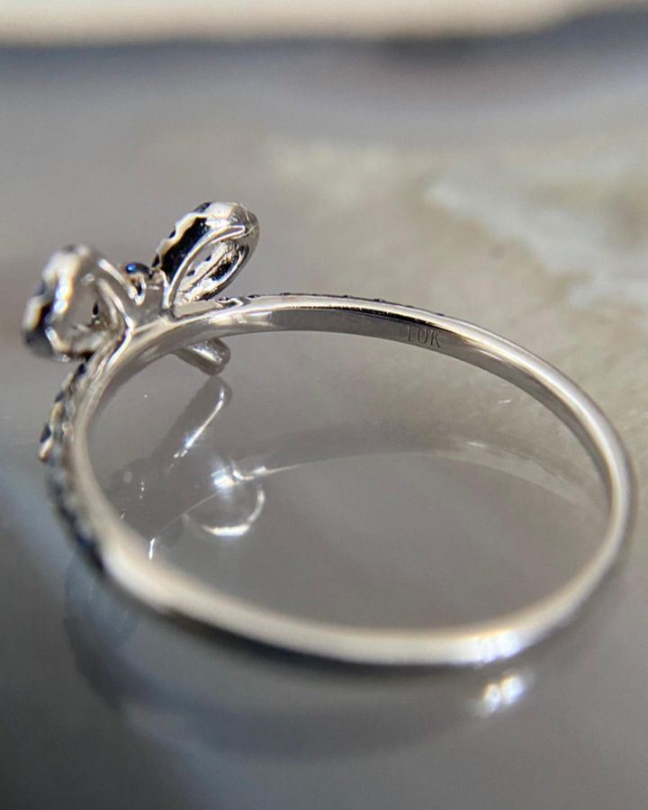 Solid Gold Natural Blue Sapphire Bow Ring