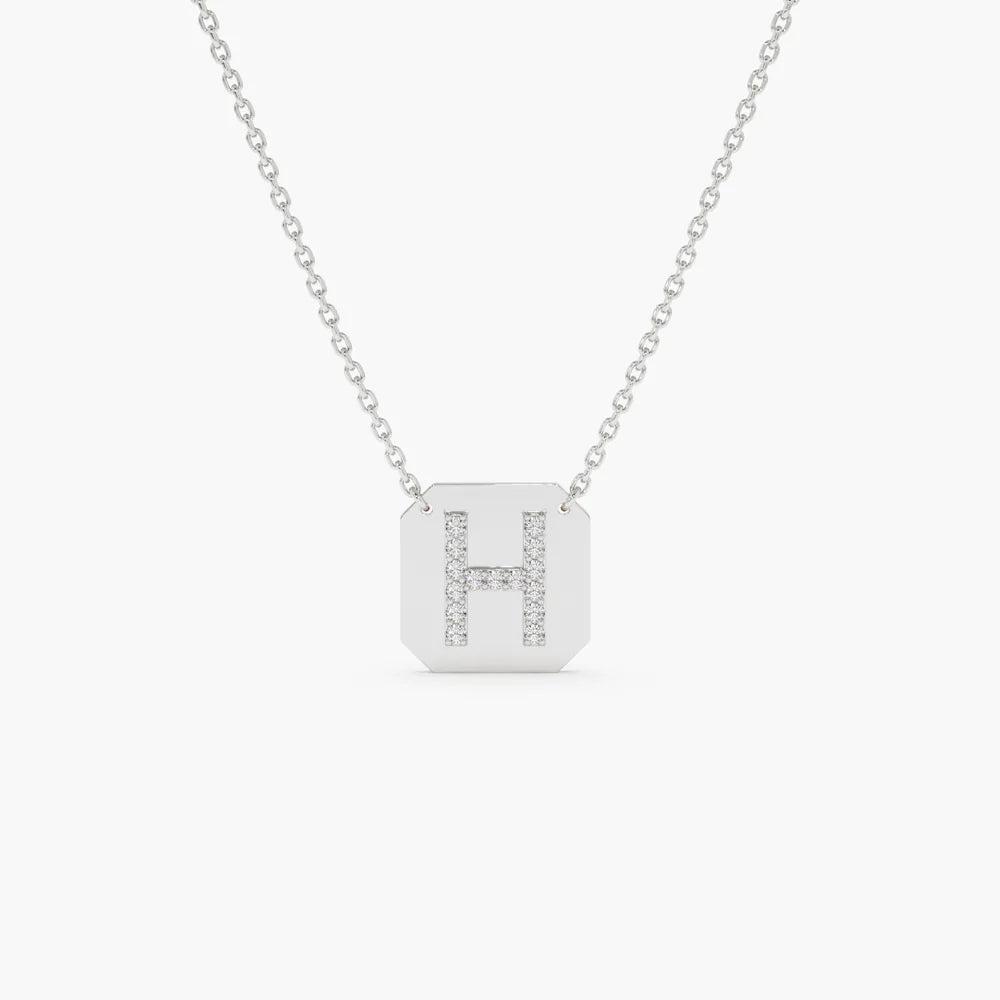 Solid Gold Diamond Letter Necklace
