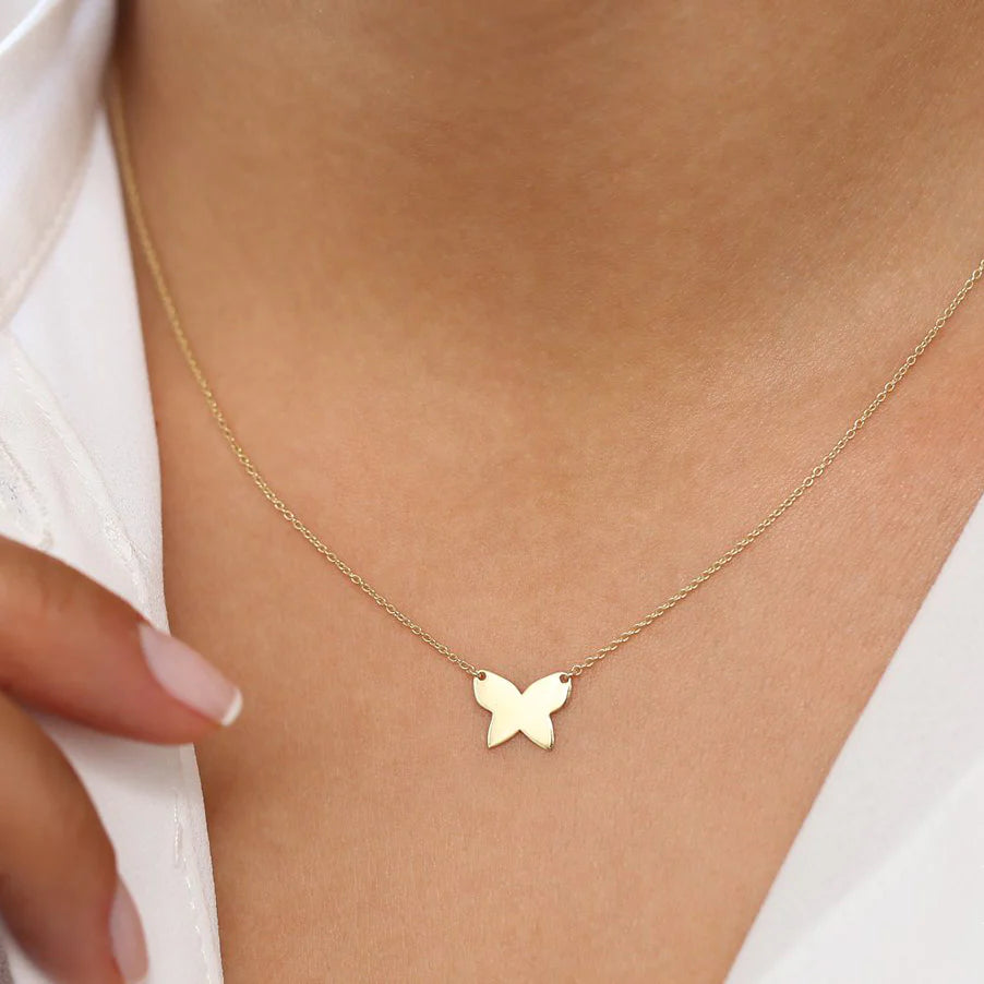 Solid Gold Butterfly Necklace