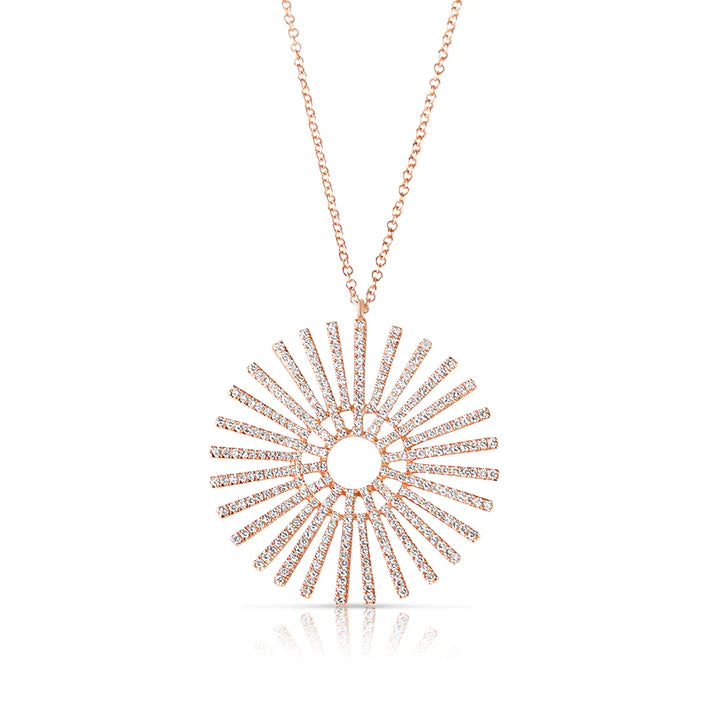 Solid Gold Diamond Sundial Necklace