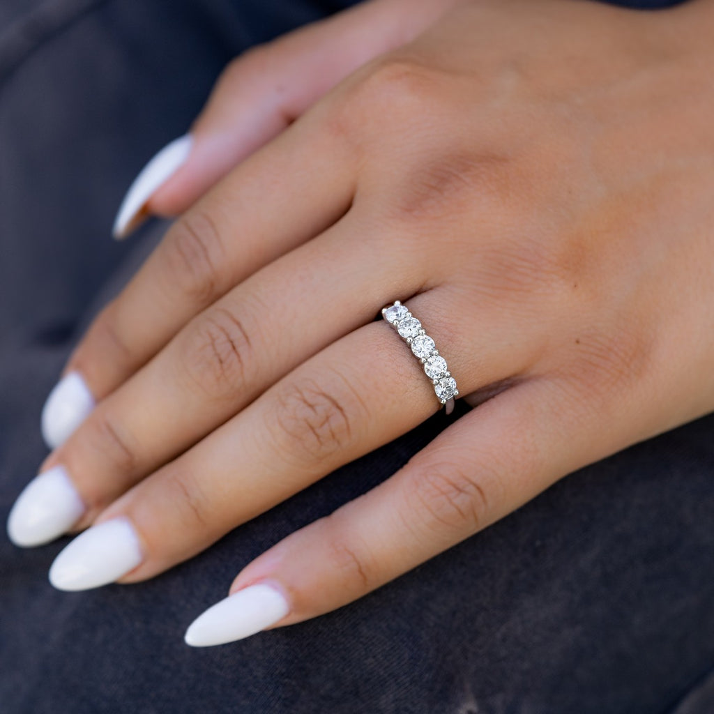 Solid Gold Lab-Created Diamond 5 Stone Anniversary Ring (9DCCD7)