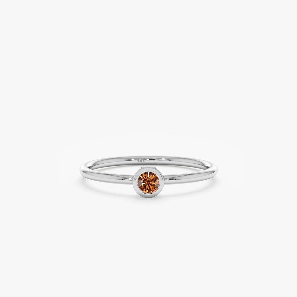 Solid Gold Natural Citrine Bezel Ring (C21D52)